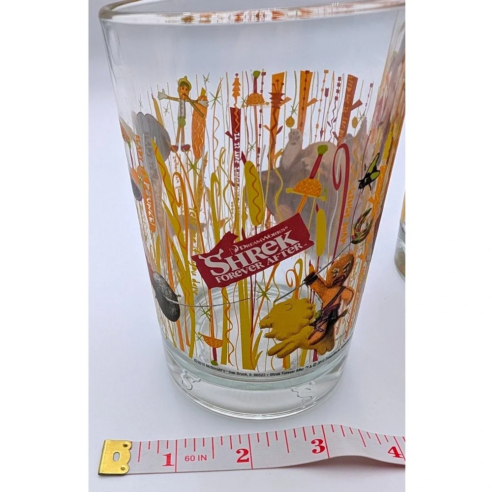 McDonalds Shrek Forever After Glass 2010 Puss In Boots Collector Cups Set of 2